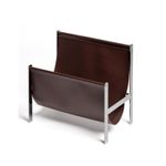 Magazine Rack with Leather Sling Sleek for Living Room, Bedroom, Readers