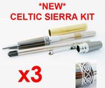 WOODTURNING PEN KITS SIERRA CELTIC x 3 - GUN METAL