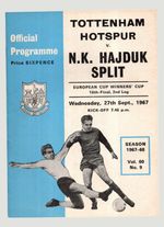 Tottenham Hotspur v Hadjuk Split 1967-1968 Cup Winners Cup 27/09/1967