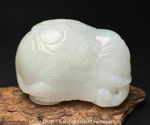 2.6" Old Chinese Hetian Jade Carving Fengshui Elephant Animal Sculpture