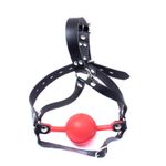 Red 48mm Big Ball Gag Silicon Rubber Faux Leather Bondage Bdsm Gag Head Harness