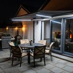 JSH Electric Retractable Awning + LED Lights 3m x 2.5m Grey Beige Black Patio