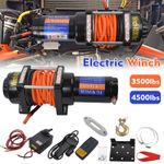 Electric Winch 12V Synthetic Rope Truck Trailer Towing Off Road Wireless Remote