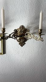 Pair Vintage Brass Piano Candle Sconces Double Arm Ornate Wall Candle Holders