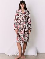 Desmond & Dempsey Women's Cotton Soleia Cream Leopard Robe Large L RRP £175