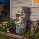 Outsunny Garden Water Feature, Outdoor Water Fountain with LED Lights and Pump