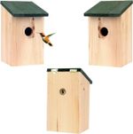 2 x WOODEN WOOD NESTING NEST BOXES BIRD HOUSE SMALL BIRDS BLUE TIT ROBIN SPARROW