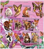 Malagasy Republic 1999 Sc#1416J Butterflies/Birds/Mandrill/Fungi Sheet 9+3 CTO