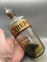 SUPERB EARLY VICTORIAN PONTILLED CHEMIST SHOP ROUND POISON BOTTLE TR:RHEI.CO: