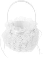 Flower Basket Embroidered White Bride Cloth Table