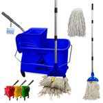 Kentucky Mop and Bucket Set Blue with Wringer Wheels 20L Cleaning Kit