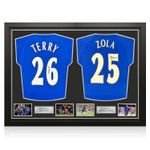 John Terry & Gianfranco Zola Signed Chelsea 2000 Football Shirts. Dual Frame