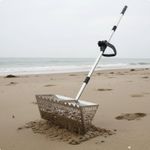 Heavy Duty Beach Sand Sifter Tool with Adjustable Telescopic Handle for Quick