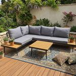 3-Seater Garden Furniture Set Corner Sofa Conversation Set W/Coffee Table Grey
