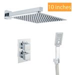 Concealed Thermostatic Shower Mixer Square Bathroom Twin Head Valve Set Chrome