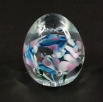 Vtg Gibson 1996 Art Glass Paperweight Pink Blue Flowers