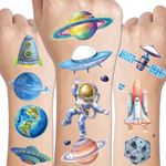 CHARLENT Glitter Galaxy Temporary Tattoos for Kids - 12 Sheets Multicolor 