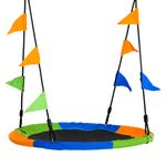 Outsunny Kids Saucer Tree Swing with Adjustable Rope, Metal Frame, Colourful