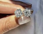 4Ct Round Cut VVS1/D Lab Created Stud Earrings 14K White Gold 8mm ScrewBack $995