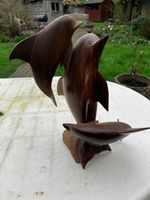 Three Dolphin Smooth Wooden Sculpture