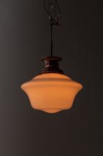 Antique GEC Flush Mounted Opaline Glass Pendant Lamp