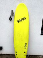 ODYSEA Surfboard The Log 7’ Yellow Foam with Pink/Black Striped Deck