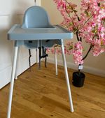 Baby High Chair Blue/White with Removable Tray and Safety Harness