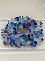Genuine Seaham Sea Glass - 35g Shards Shades of Blue & Red  - Tiny/Very Small