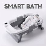 Foldable Baby Bath Tub with Cushion Pad Non-Slip Collapsible Toddler Bathtub