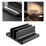 2-Slots Vertical Laptop Holder Laptop Stand with Width Adjustable Black for Desk
