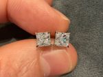 1.5 Carat LabCreated Diamond Princess Cut Solitaire Earrings Platinum Plated 925