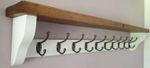 Coat Rack+Shelf Floating Rustic Handmade Wall Mounted 10 Double Hooks