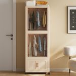 Plastic Storage Wardrobe Clothes Organizer Cupboard Closet Cabinet With Wheels