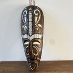 Hand-Carved African Tribal Wall Mask – Wooden Ethnic Wall Art 30cm tall