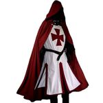 Medieval Crusader Knights Templar Tunic Renaissance Long Cloak Cos Costume