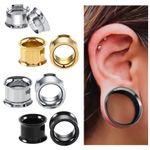 Flesh Tunnel Ear Plug Double Flared Silver Stainless Steel Metal Lobe Stretcher