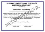 50 PAT Test Certificates, Revised 5th Edition Compliant, 160gsm Card