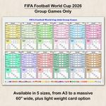 Football World Cup 2026 Group Games Planner/Poster featuring all the Groups A -L