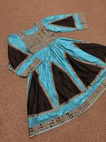 Women’s Traditional Afghan Kochai/Kuchi Dress with Mirror Work Trim & Beaded Hem