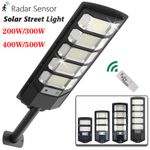 Commercial LED Solar Street Light Motion Sensor Outdoor Dusk to Dawn Road Lamp