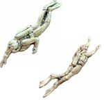 Set Of 2 Female & Male Scuba Divers Handcrafted From English Pewter Pin Badges-P