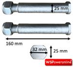25mm Excavator Pins 160mm (Set of 2) Oval Head