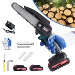 6/8 Inch Mini Cordless chainsaw Handheld Electric Chainsaw Wood Cutter+2 Battery