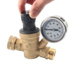 RV Water Pressure Regulator Valve Adjustable Silicone Oil Gauge for Camper