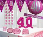 40th Birthday Glitz Hot Pink Party Decorations & 40th Birthday Table Decorations