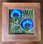 William De Morgan Merton Abbey period Persian Carnation pattern tile Framed