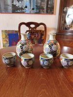 Arita Imari Porcelain Sake Set Signed Koyo Kiln Vintage Japanese Studio Ware