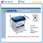 Car Battery A13 Varta 054H 330A 40Ah 4Yr Warranty 187x140x227 Blue Dynamic