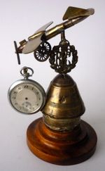 WW1 Artillery Fuse Timer RFC Badge Bi Plane Trench Art Pocket Watch Holder