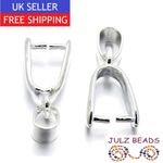 Pinch Clip Pendant Bails - Silver Plated Jewellery Findings - 20mm - Pack of 20